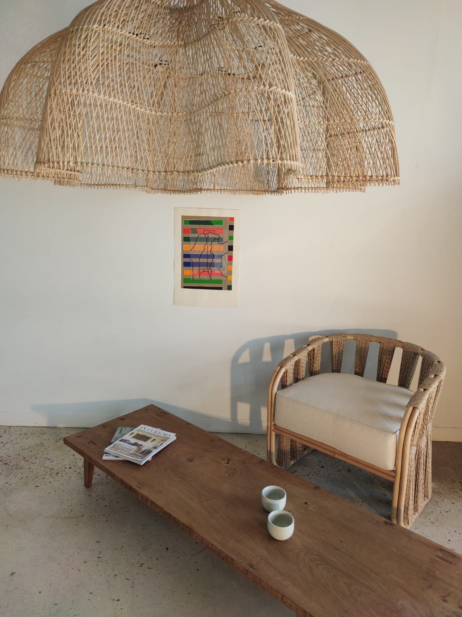 Huge rattan suspension in the shape of a corolla H:1m; D: 1m50