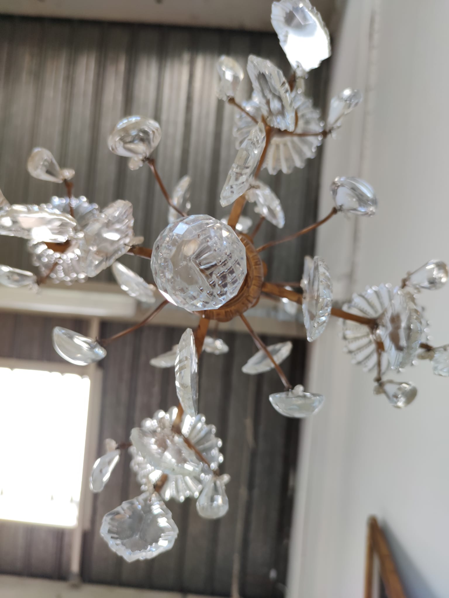 Small chandelier cage with pendants and brass frame louis XV style