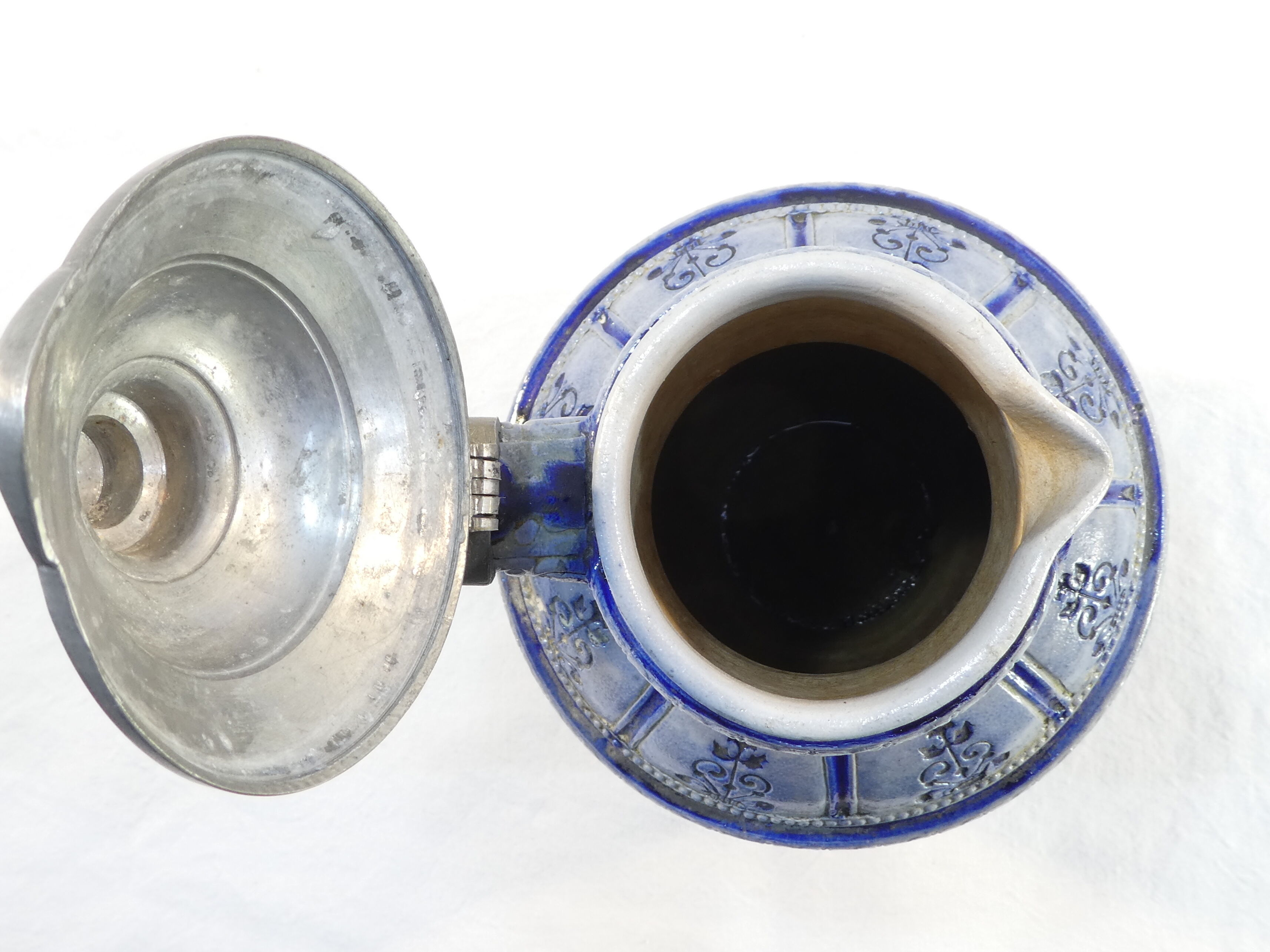 Large pitcher with gres Blue Ceramic ALLEMENAND WESTERWALD Meal scene