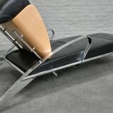 Black leather lounge chair futuro 3 by massimo iosa ghini for moroso - italy 1980's