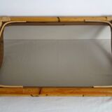 Vintage bamboo tray with smoked glass from the 70s