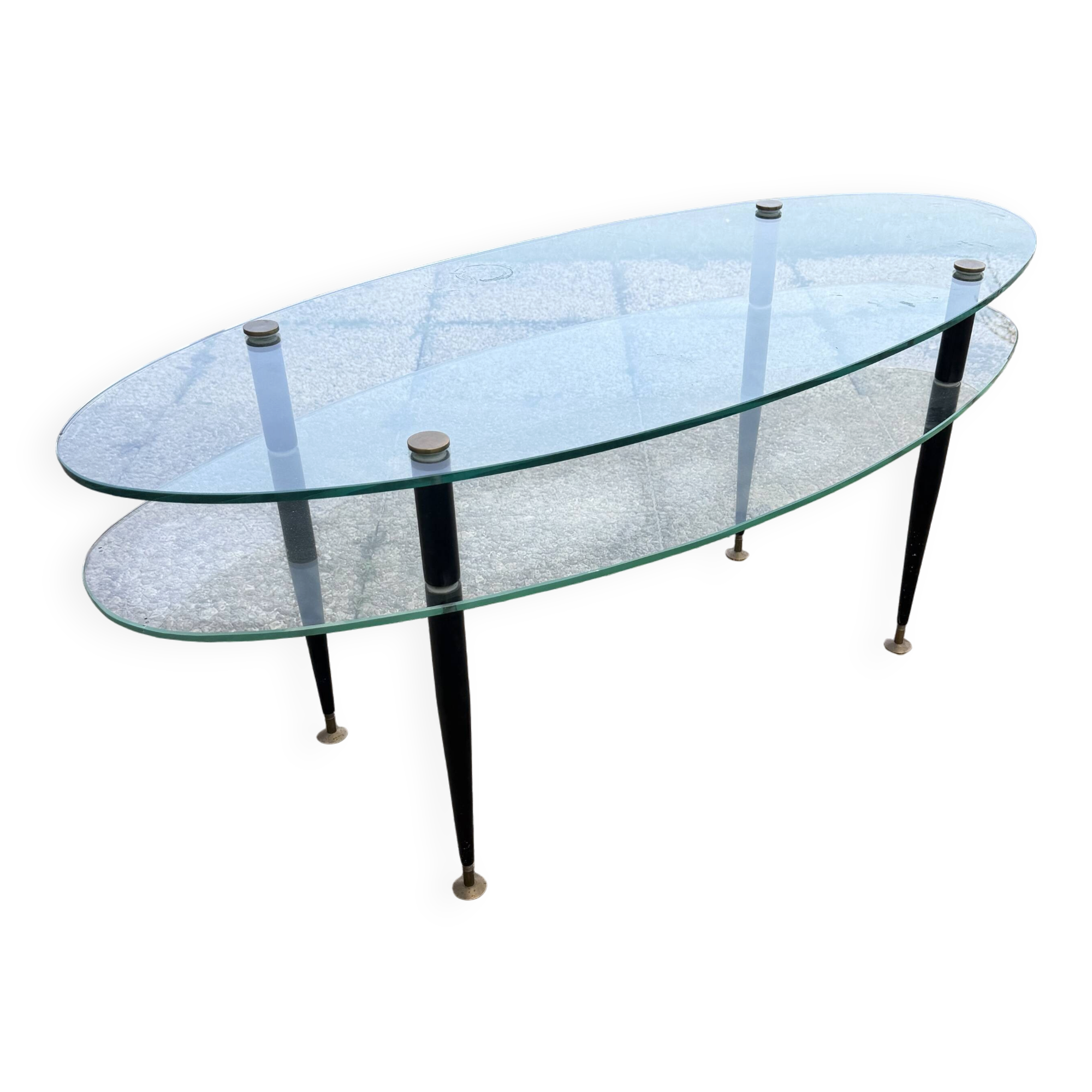 Vintage glass and brass coffee table – Edoardo Paoli style – 1950s/60s