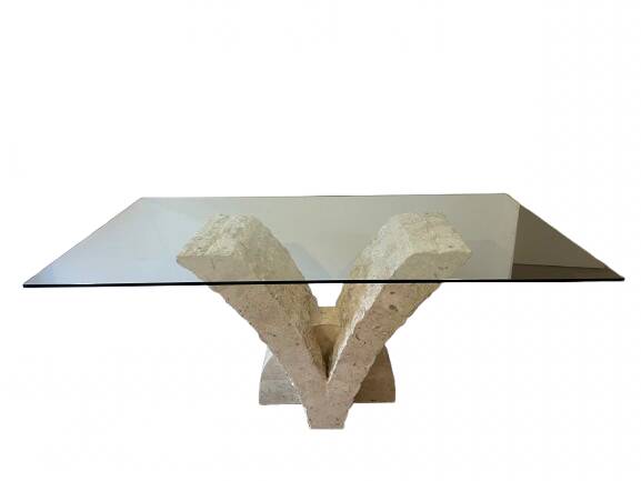 Dining table Stones Deco “Cadiz” glass and stone - Very good condition