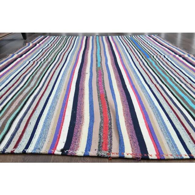 1970s Vintage Turkish Oushak Handmade Wool Cotton Purple Area Rug 175x274