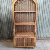 Emmanuelle style vintage rattan wicker bookcase