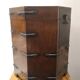 Octagonal wooden chest with metal ornaments from Asia