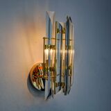 VENINI WALL LIGHT, TRIEDRI GLASS, MURANO, ITALY 1970