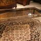 Coffee table living room brushed metal tinted glass