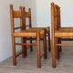 Series of 4 vintage straw and wood chairs, 1960