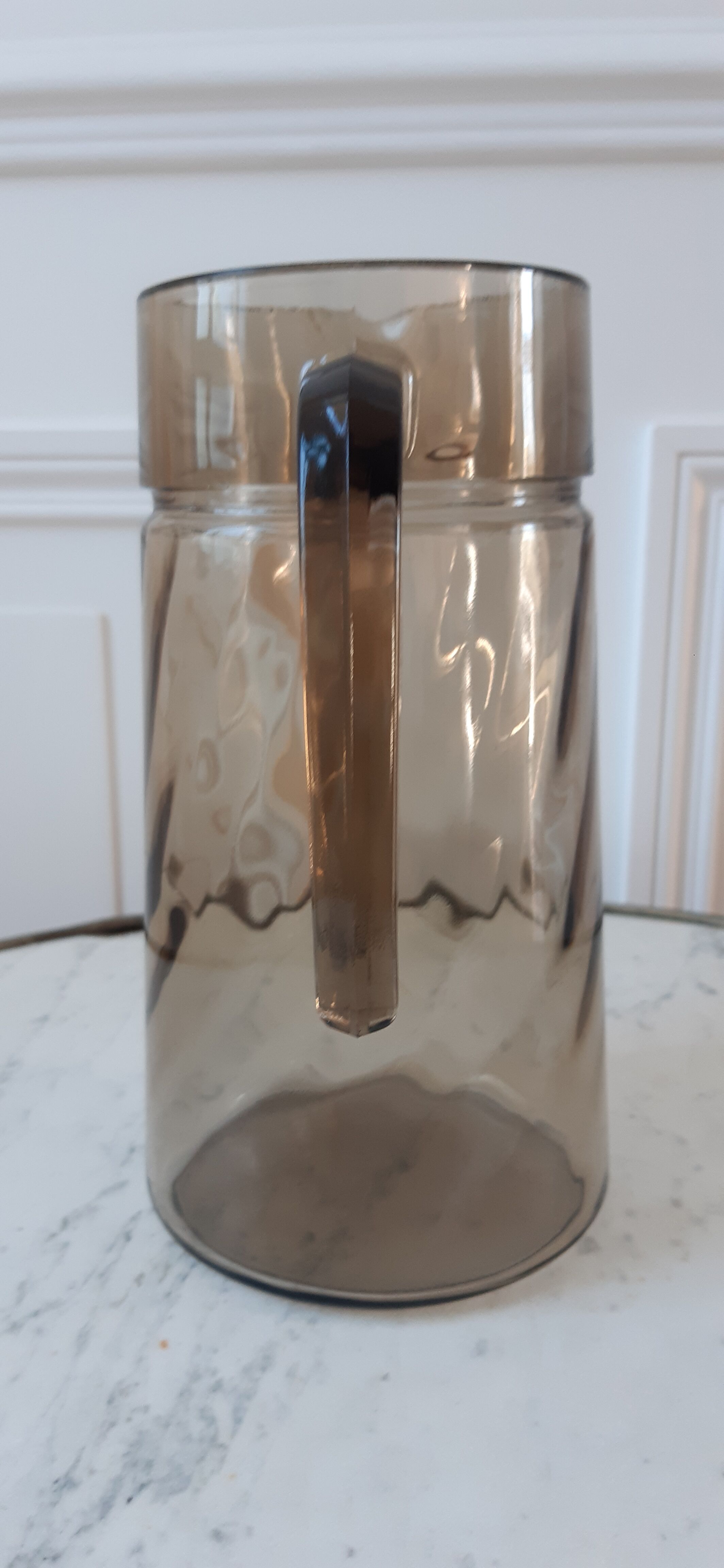 Smoked glass pitcher 70s