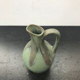 Former Green Ceramic Pitcher Signed 70s Vintage