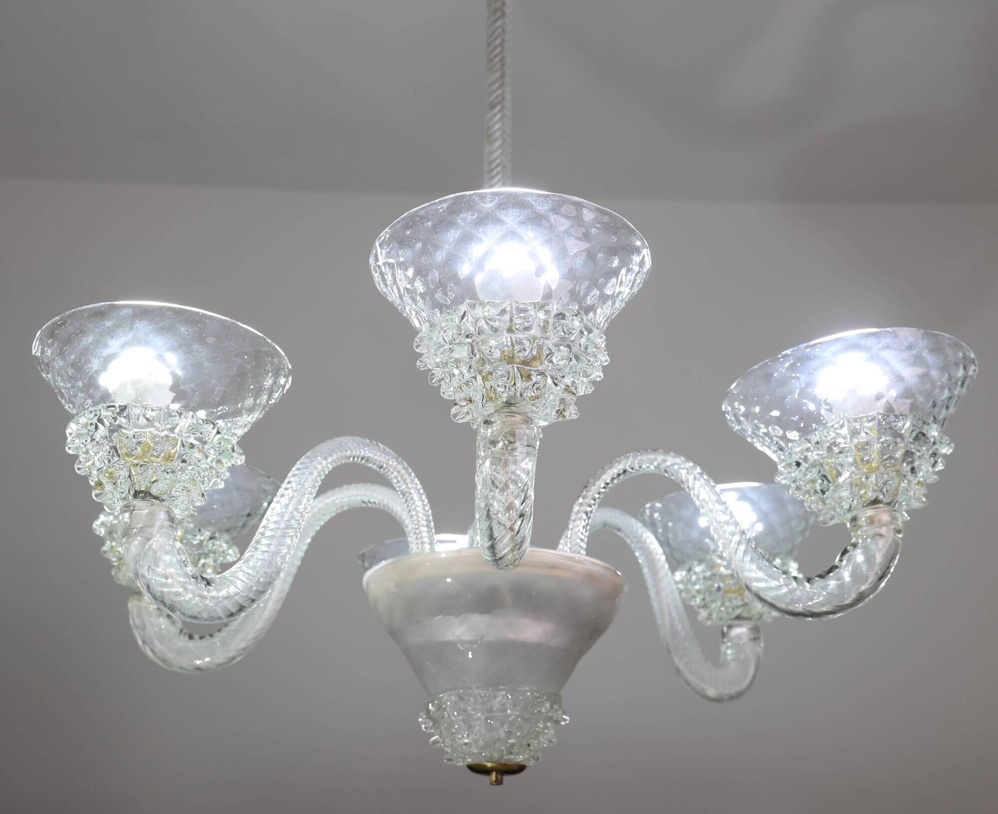 Extraordinary 6 Light Rostrato Murano Glass Chandelier by Barovier & Toso,