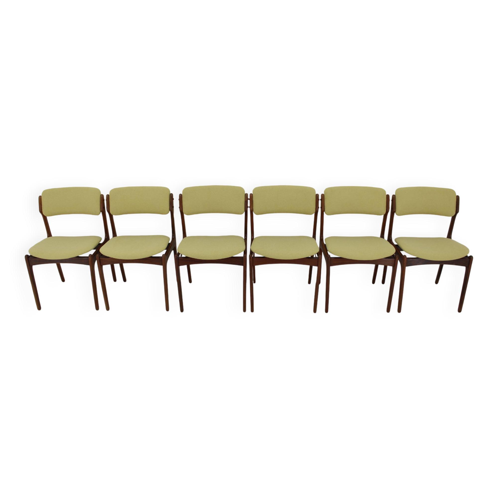 1960s Erik Buch Set of Six Restored Teak Dining Chairs, Denmark