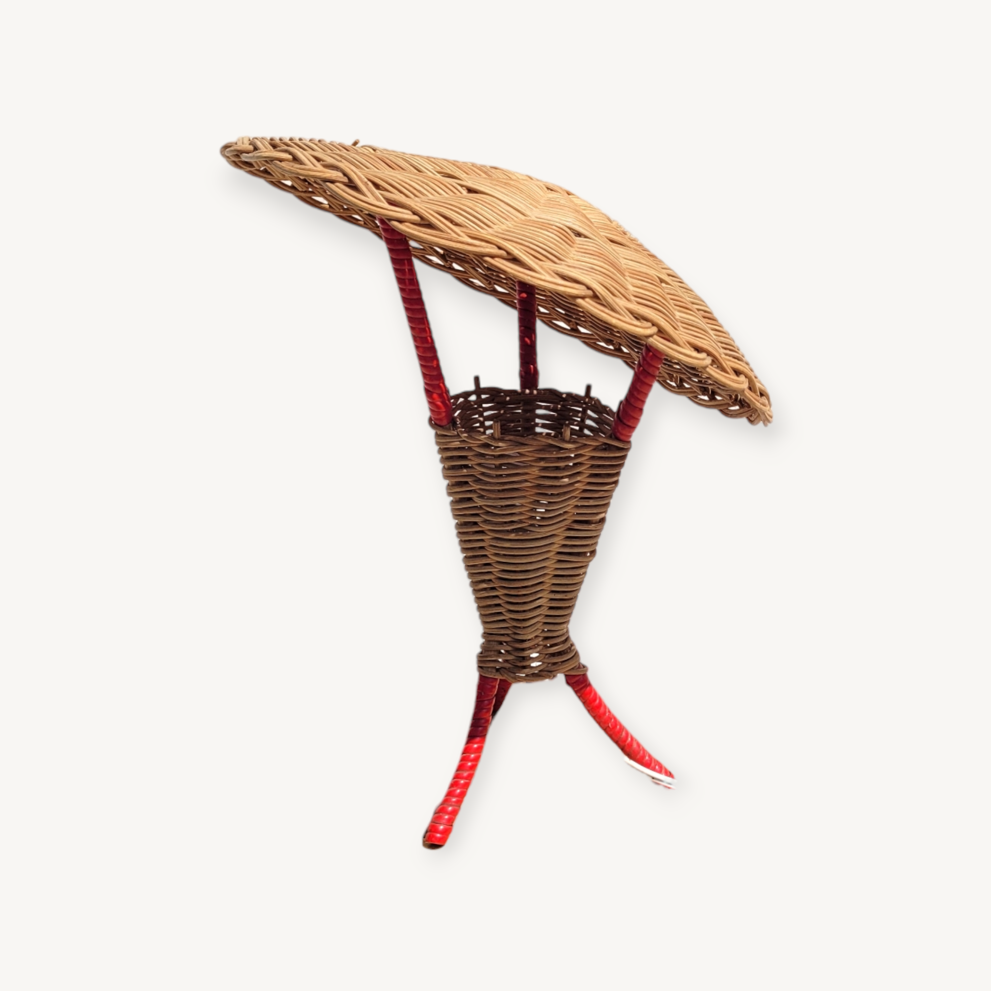 Rattan lamp scoubidou 1960