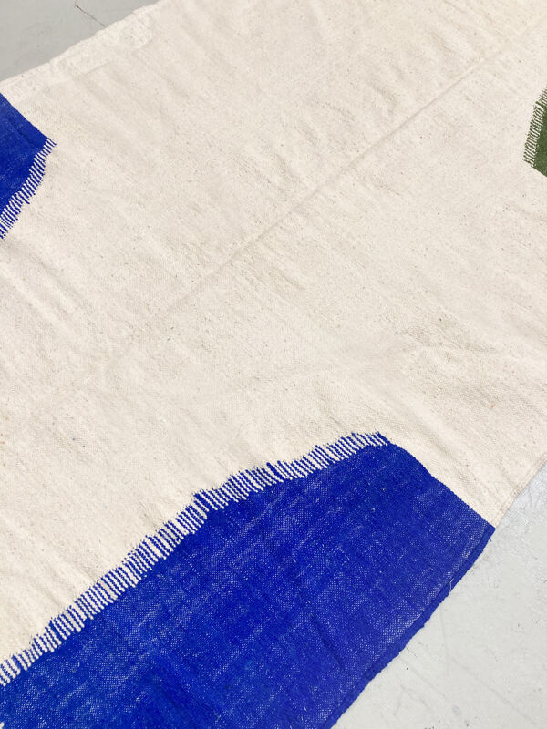 Kilim berbère marocain écru à motifs colorés 350x206cm