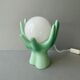 Ceramic hand lamp and opaline globe