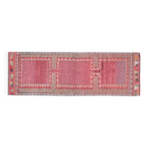 Couloir tribal turc vintage, couloir Oushak fait main rose violet 95x304