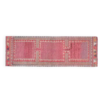 Tribal Turkish Vintage Runner, Pink Purple Handmade Oushak Runner 95x304