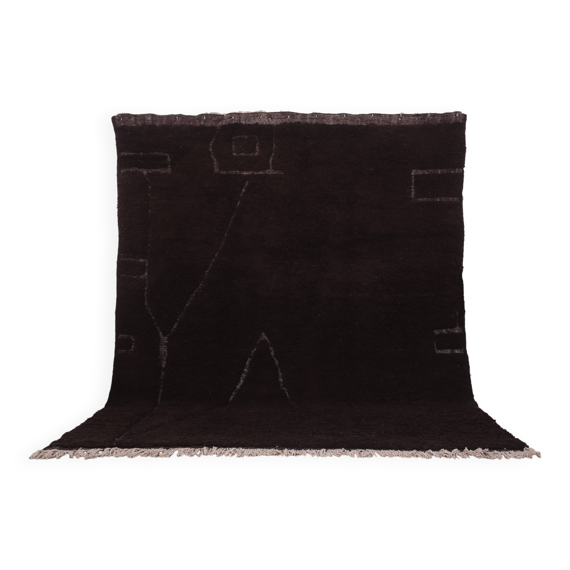 Espresso Brown Moroccan Rug 248 x 310 cm - Vintage Moroccan Rug  Bohemian