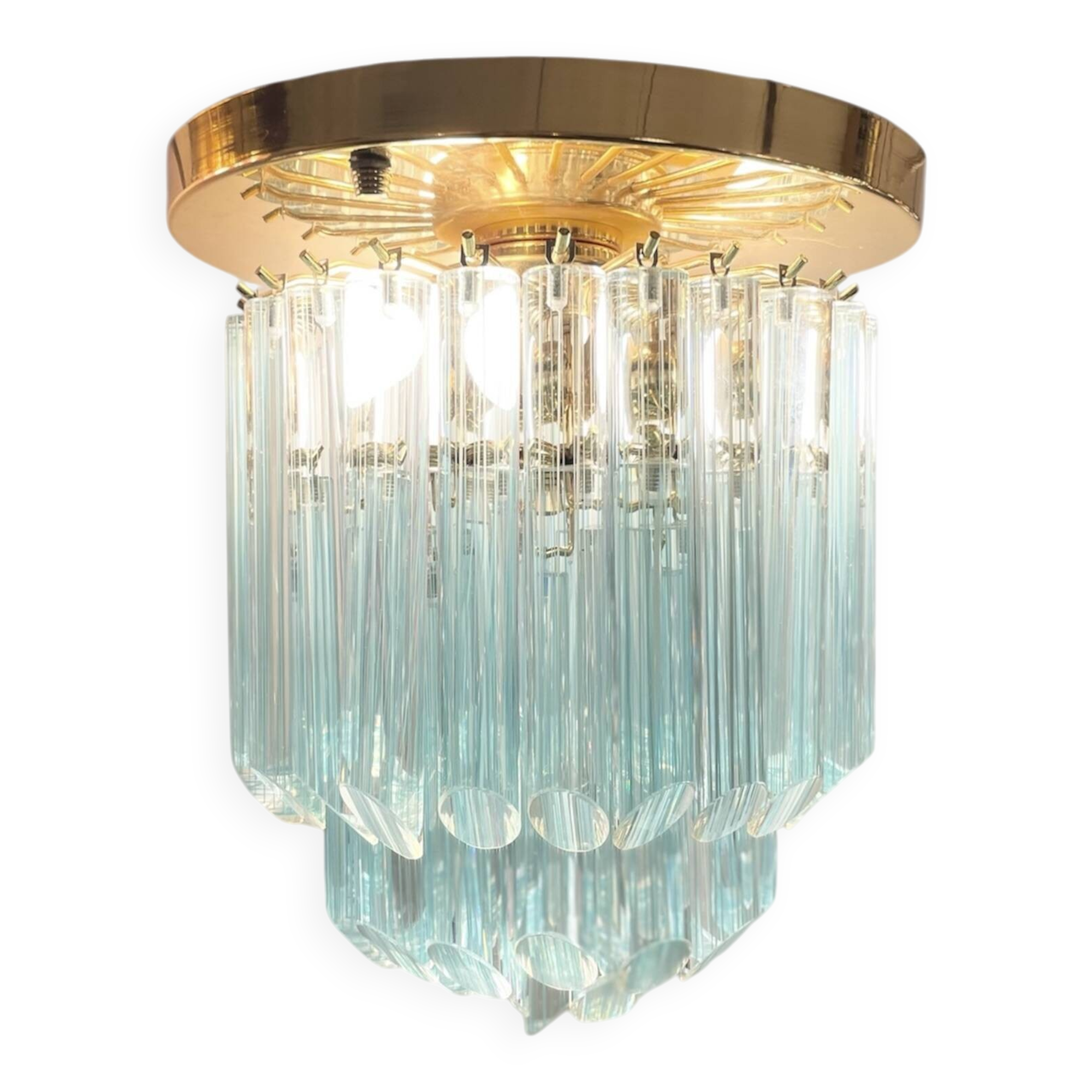 Lampe de plafond striée Murano, années 1980