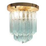 Lampe de plafond striée Murano, années 1980