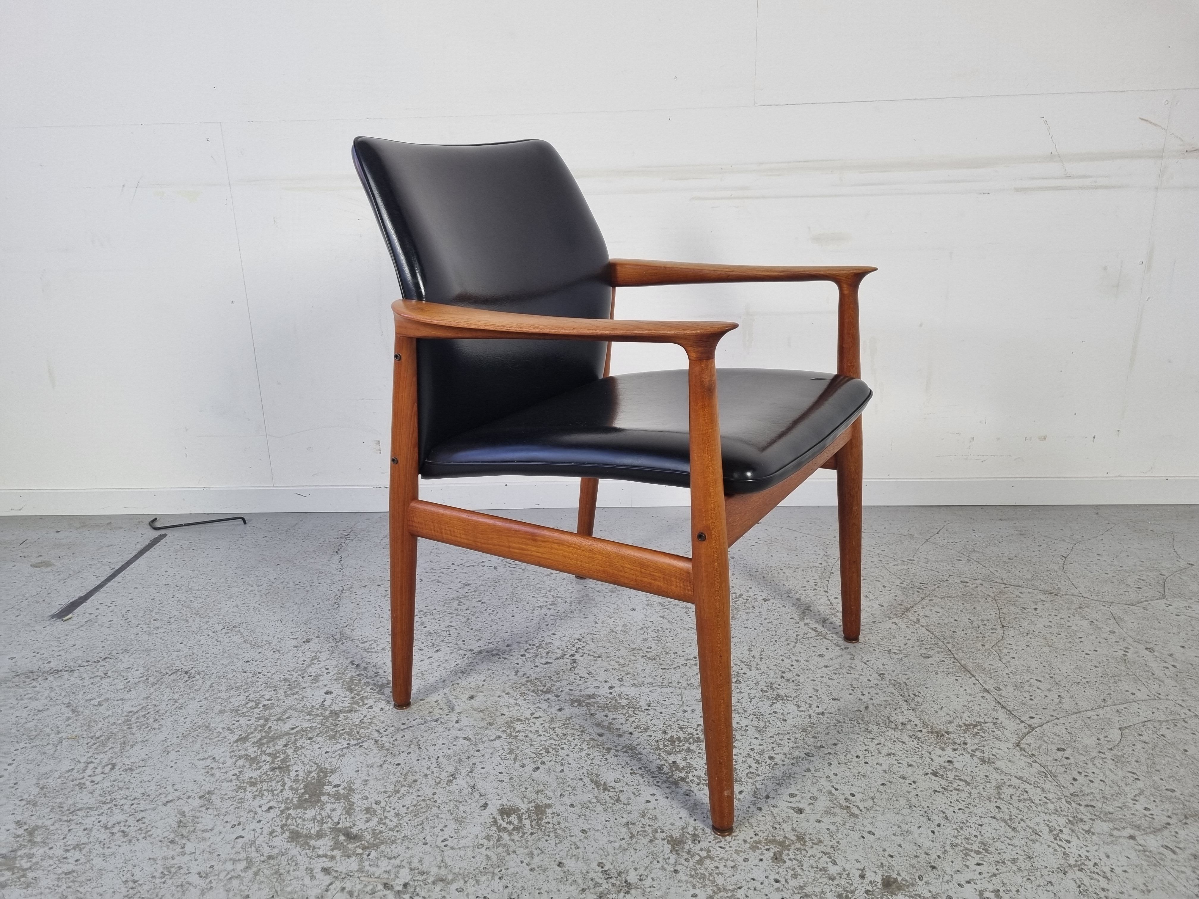 Teak and Skai office chair from Grete Jalk for Glostrup, 60s