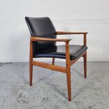 Teak and Skai office chair from Grete Jalk for Glostrup, 60s