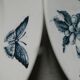 6 assiettes plates Badonviller, papillons et fleurs, 1900