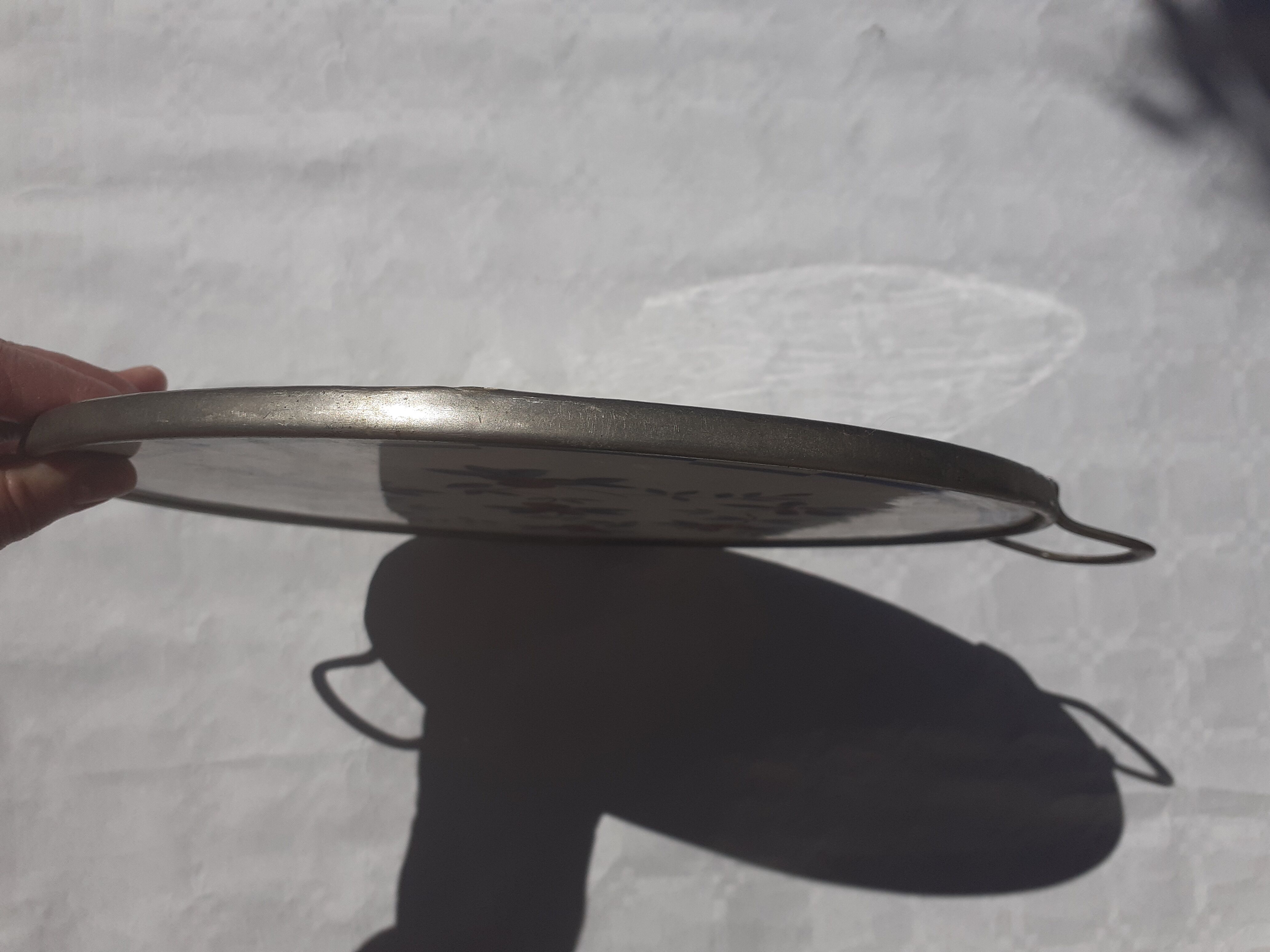 Earthenware serving tray decorated with stylized cherries