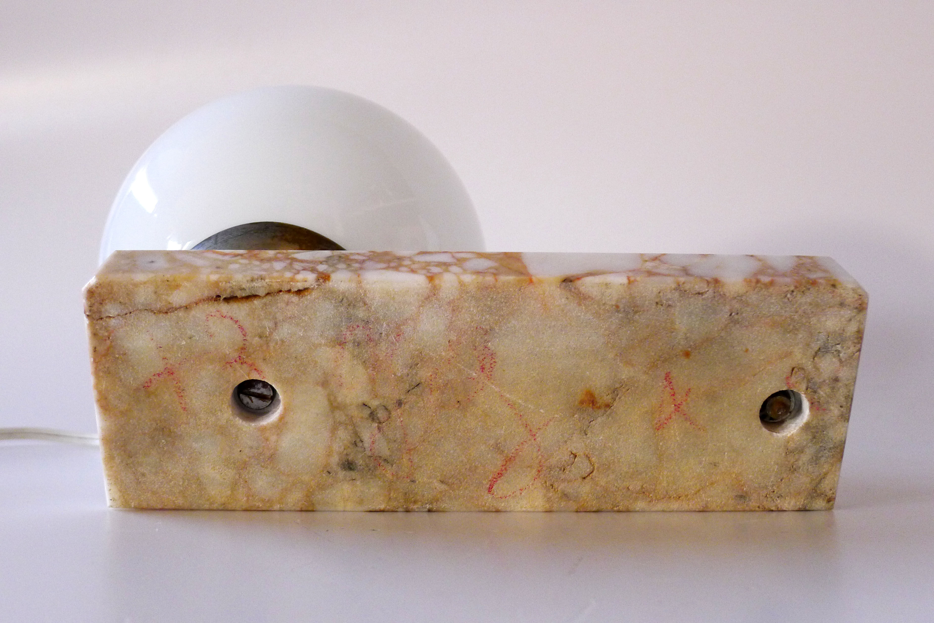 Art Deco lamp opalin globe on marble - gazelle