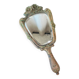 Wooden “hand-held” mirror with MB initials