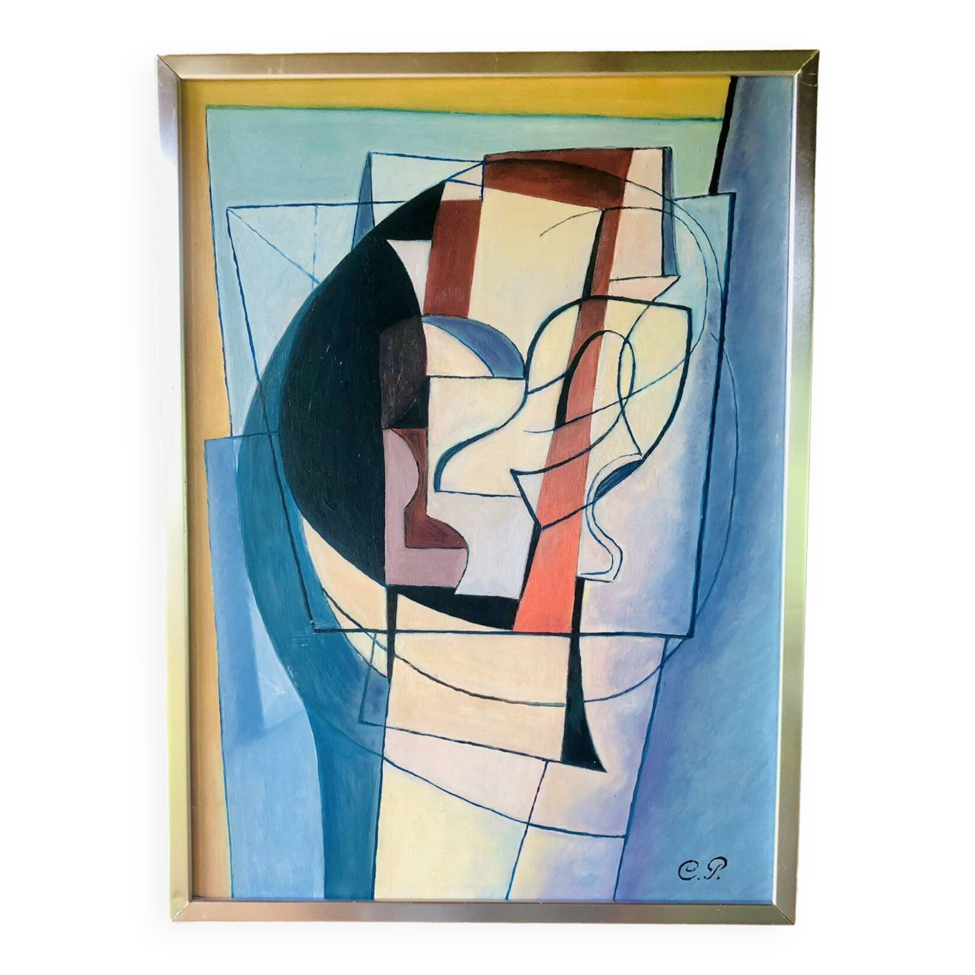 Vintage abstract painting, signed, circa 70's/80's