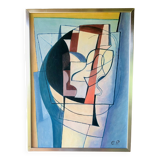 Vintage abstract painting, signed, circa 70's/80's