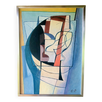 Vintage abstract painting, signed, circa 70's/80's