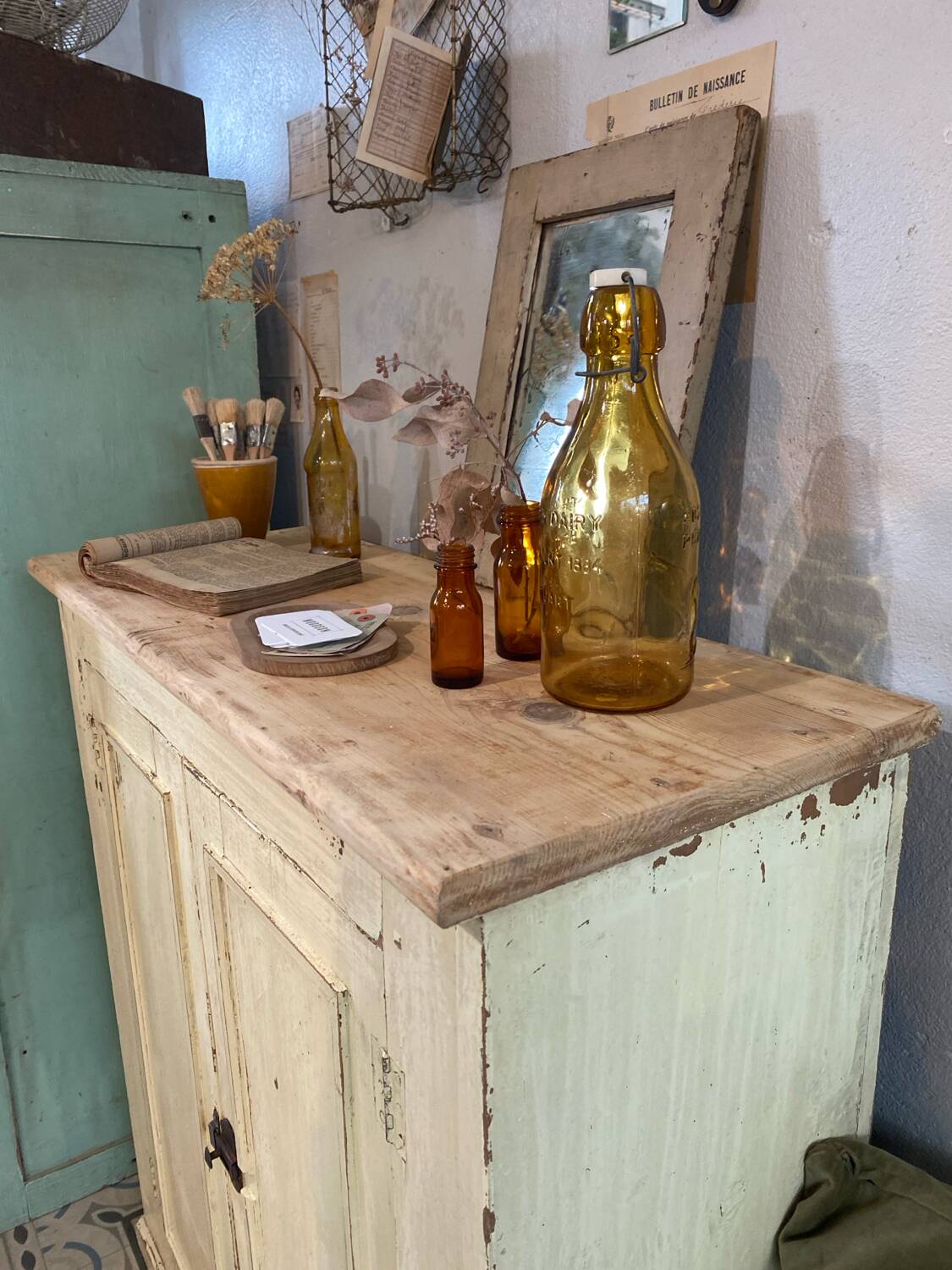 Beige patinated sideboard