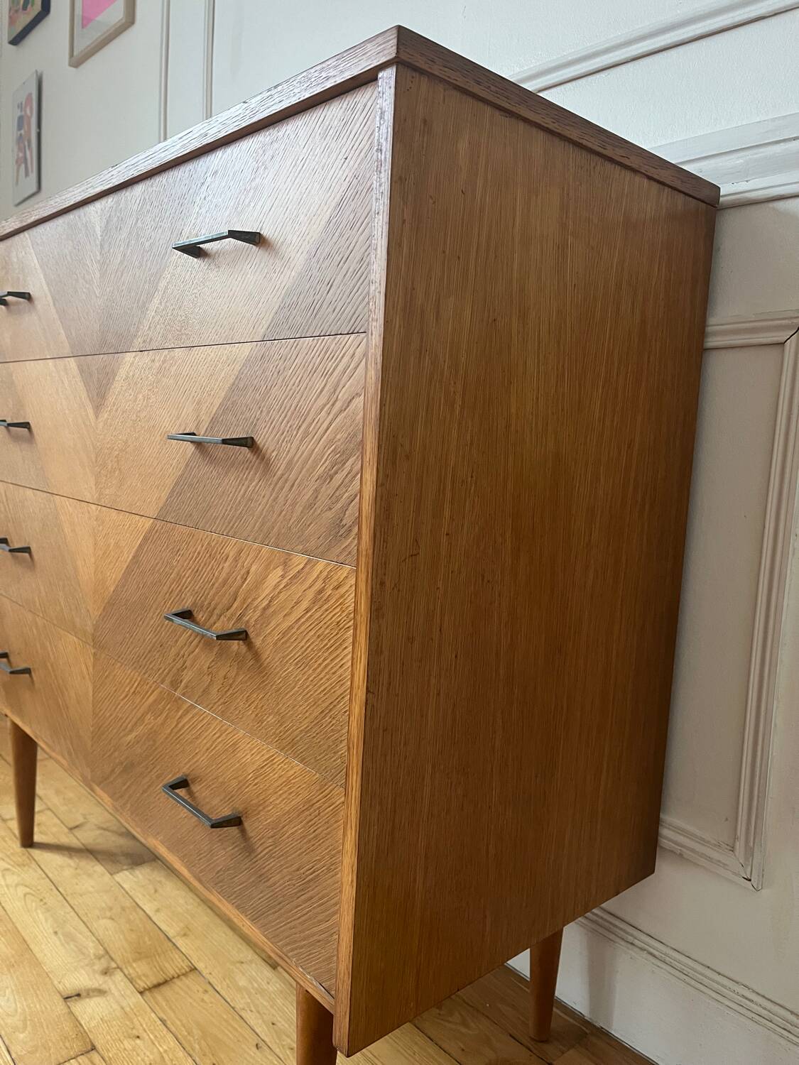 Commode en bois vintage années 50