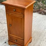 Solid wood bedside table with drawers and door