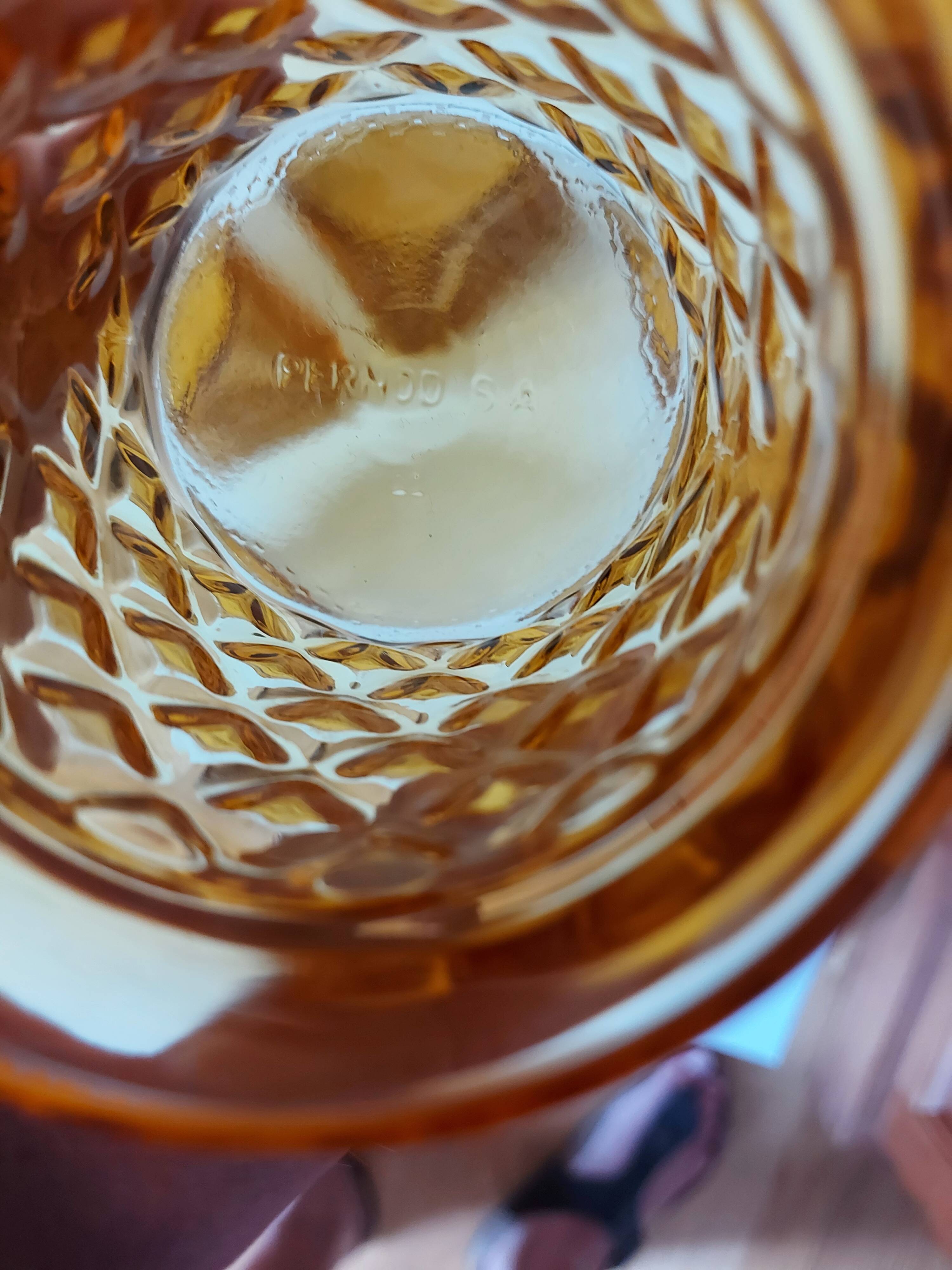 7 amber vintage pernod glasses