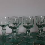 7 large water green blown wine glasses