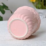 Large vintage pot holder in pink ceramic relief rope