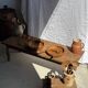 Salad server or large teak spoon in elongated oval shape L28 D6x8