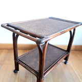 Rattan and canning rolling trolley 1970