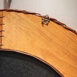 Round mirror in woven rattan, 1970s