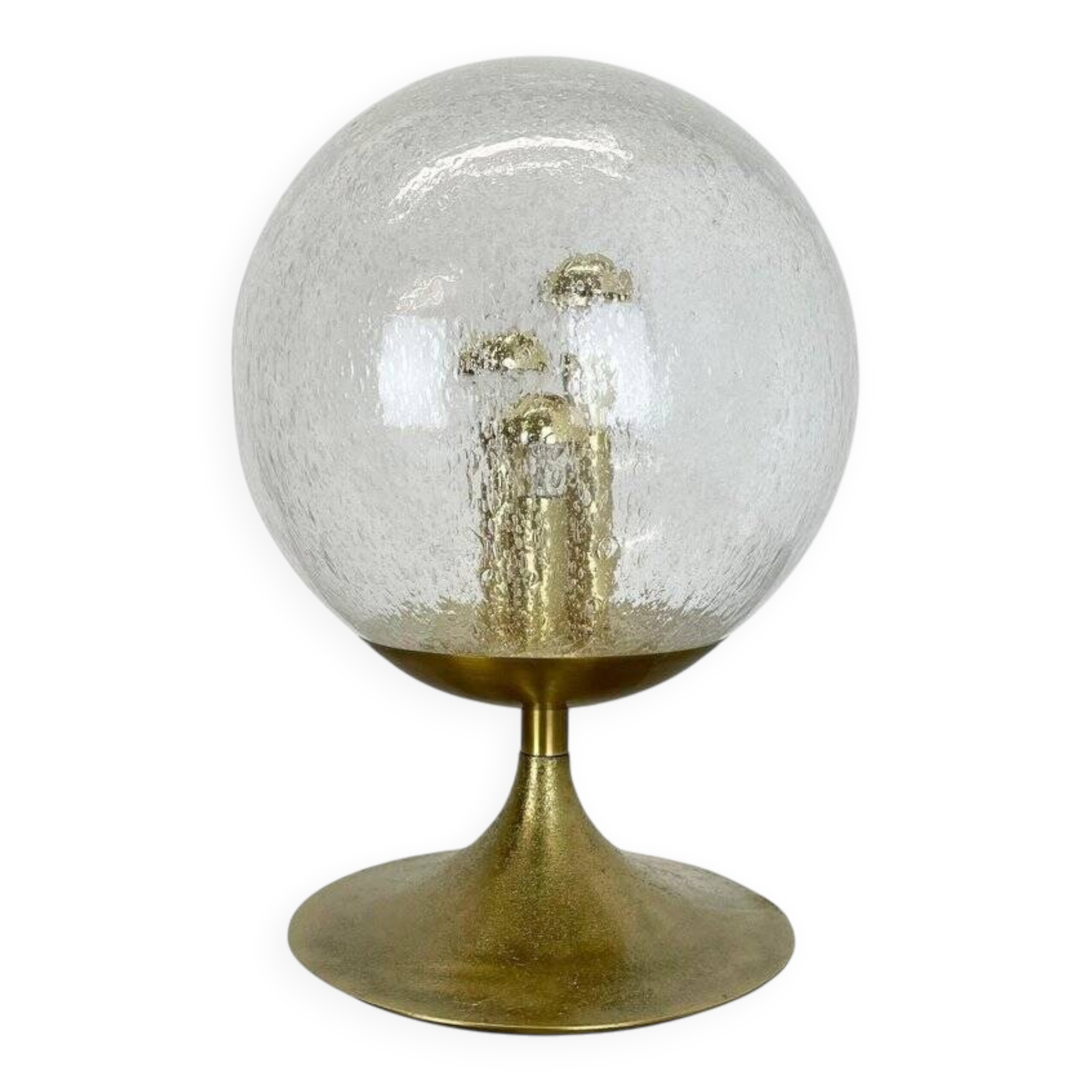 Large Hollywood Regency brass globe table lamp, Italy 1970s