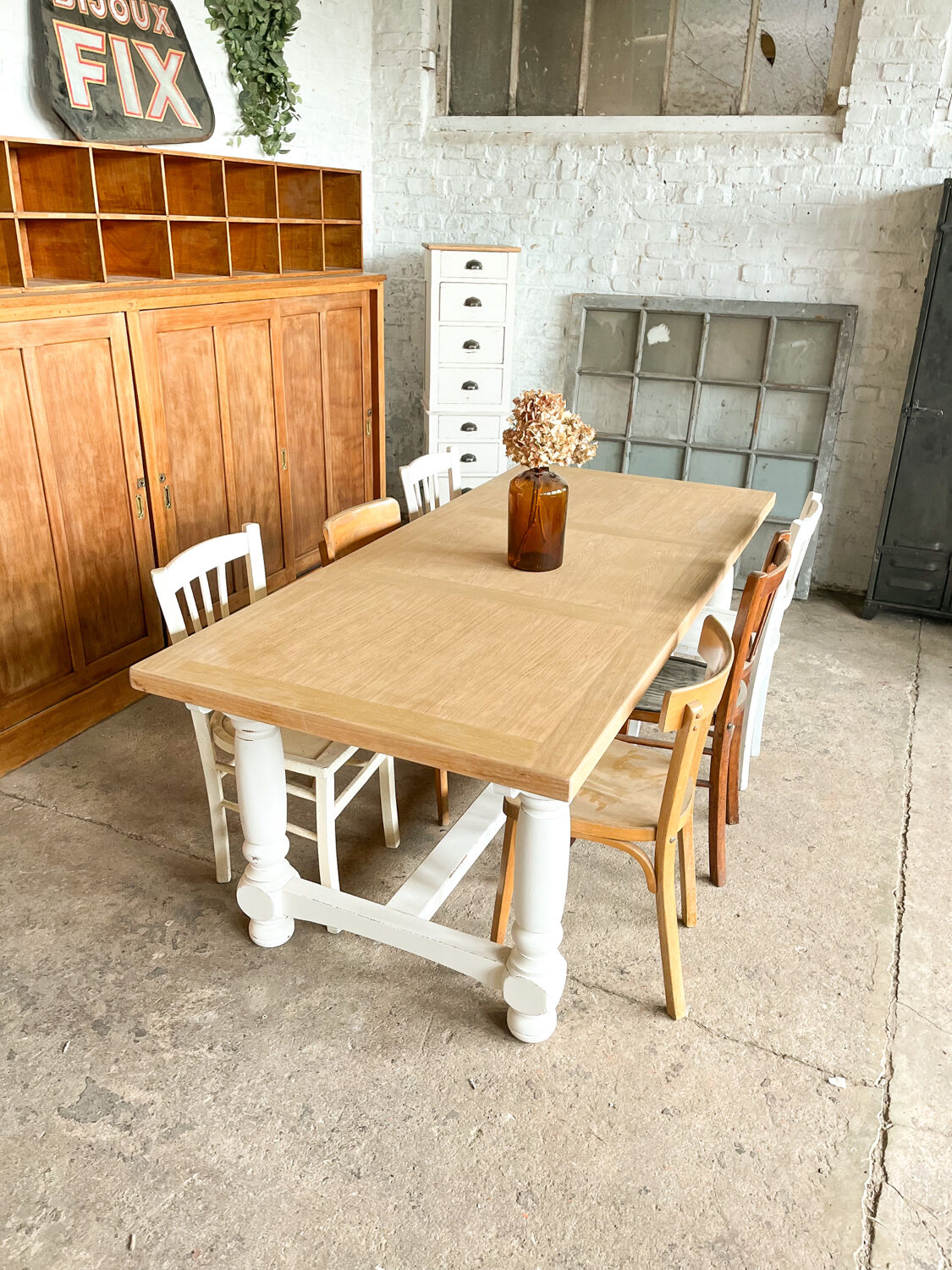 Old white farmhouse table