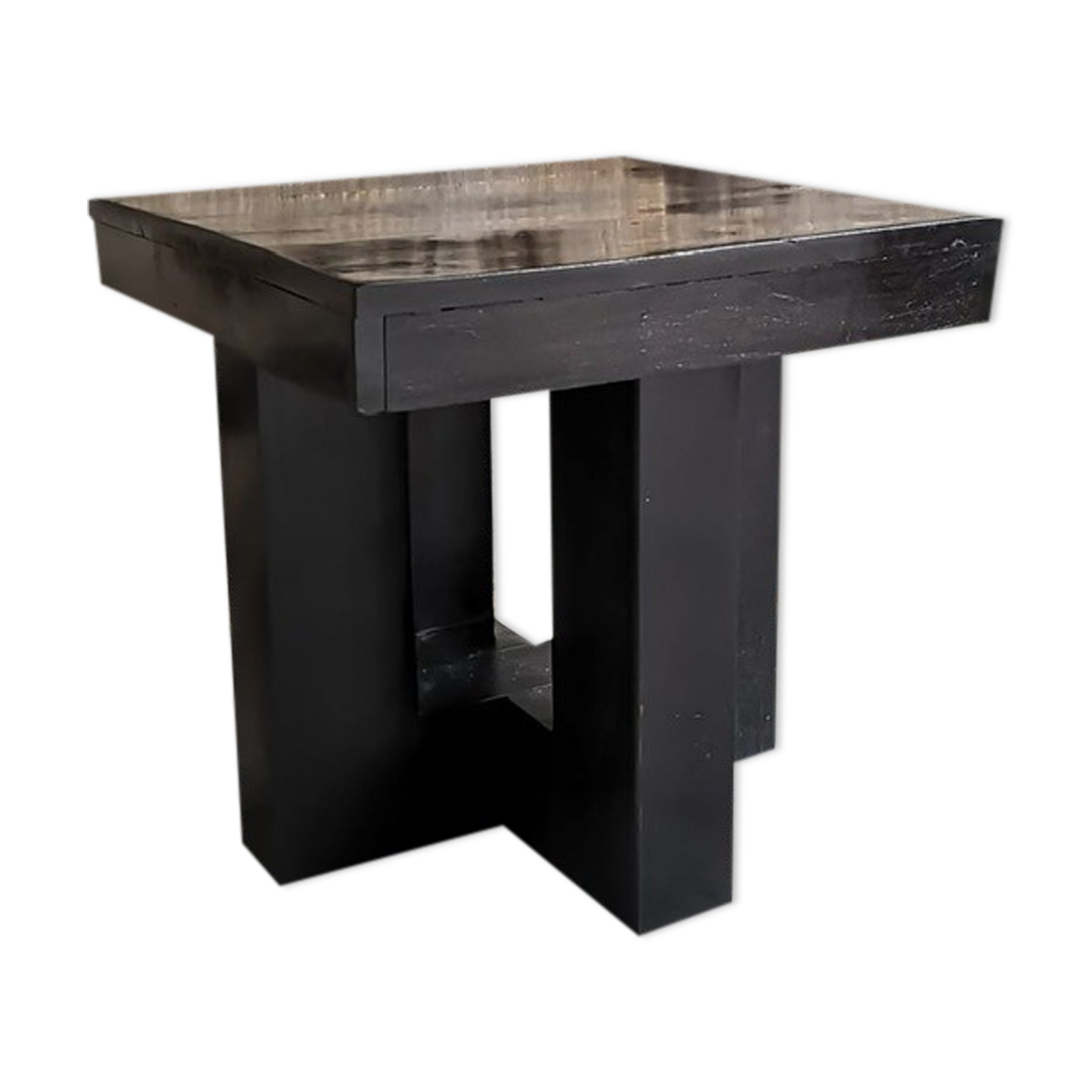 Pair of blackened exotic wood bedside tables