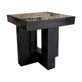 Pair of blackened exotic wood bedside tables