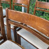 6 chaises Scandinaves Baumann bois massif et tissu beige