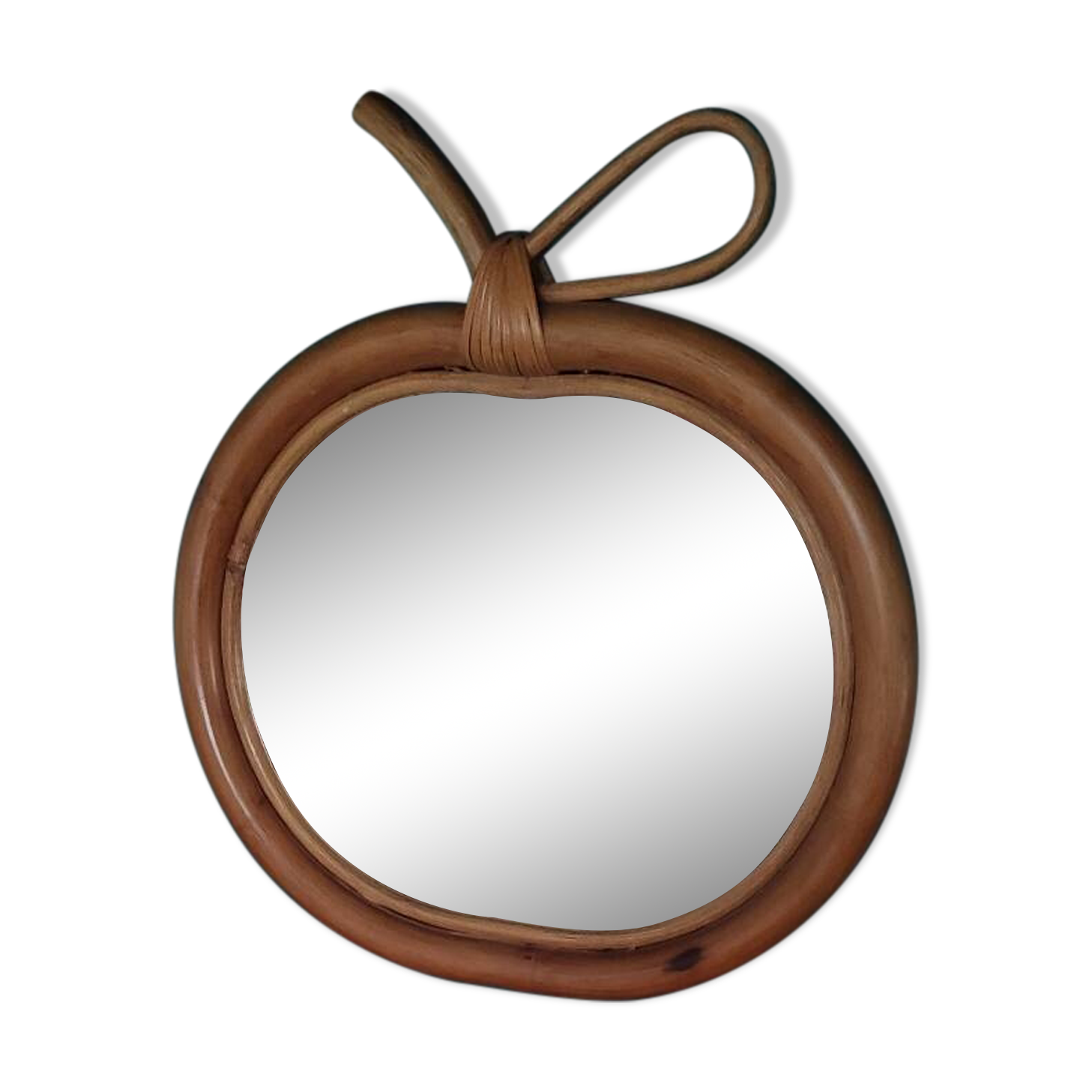 Vintage apple rattan mirror