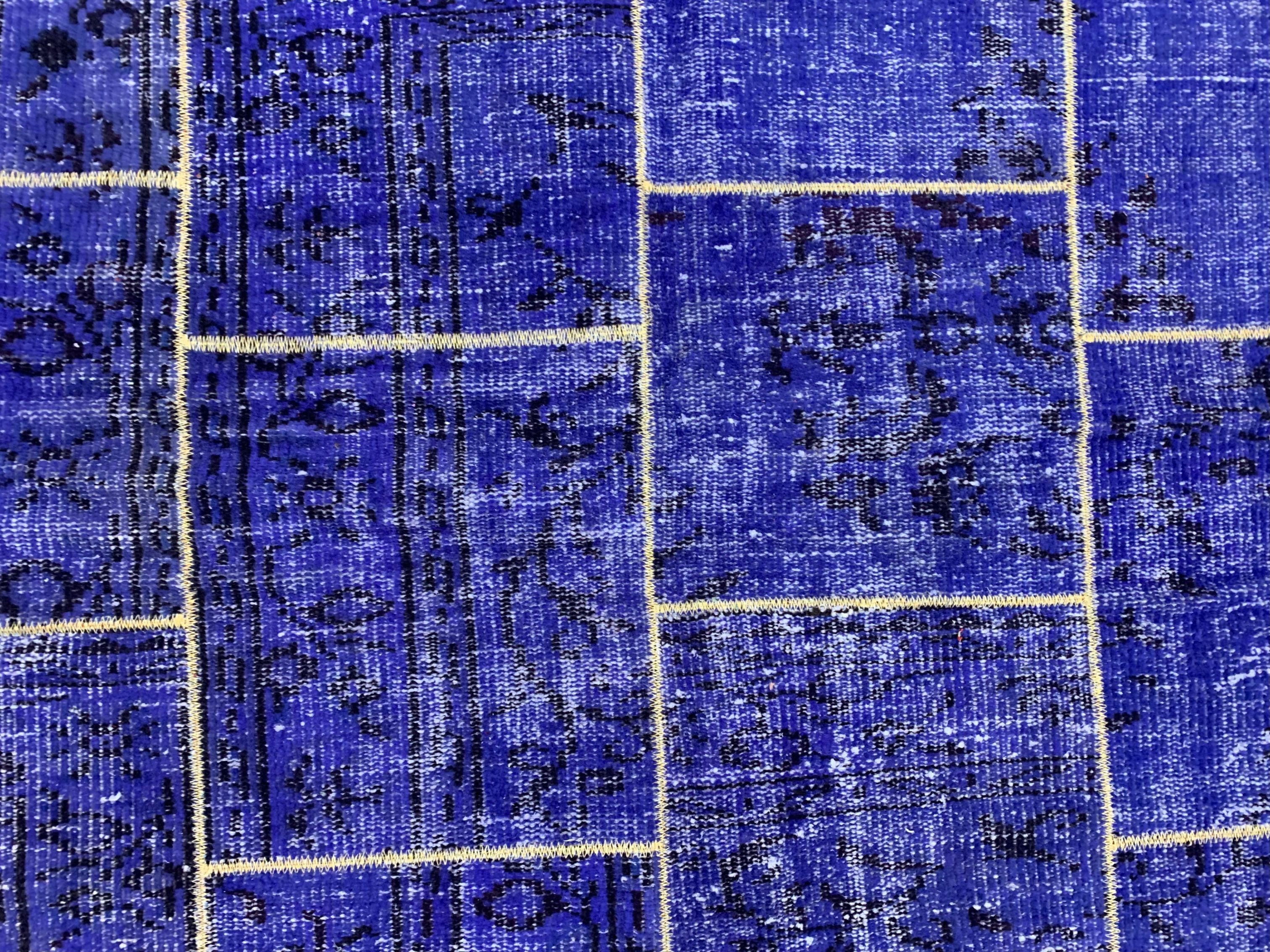 Distressed vintage turkish patchwork rug 218x151 cm wool medium